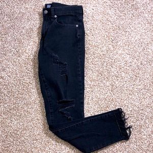 Gap Denim True Skinny Black Ripped Jeans